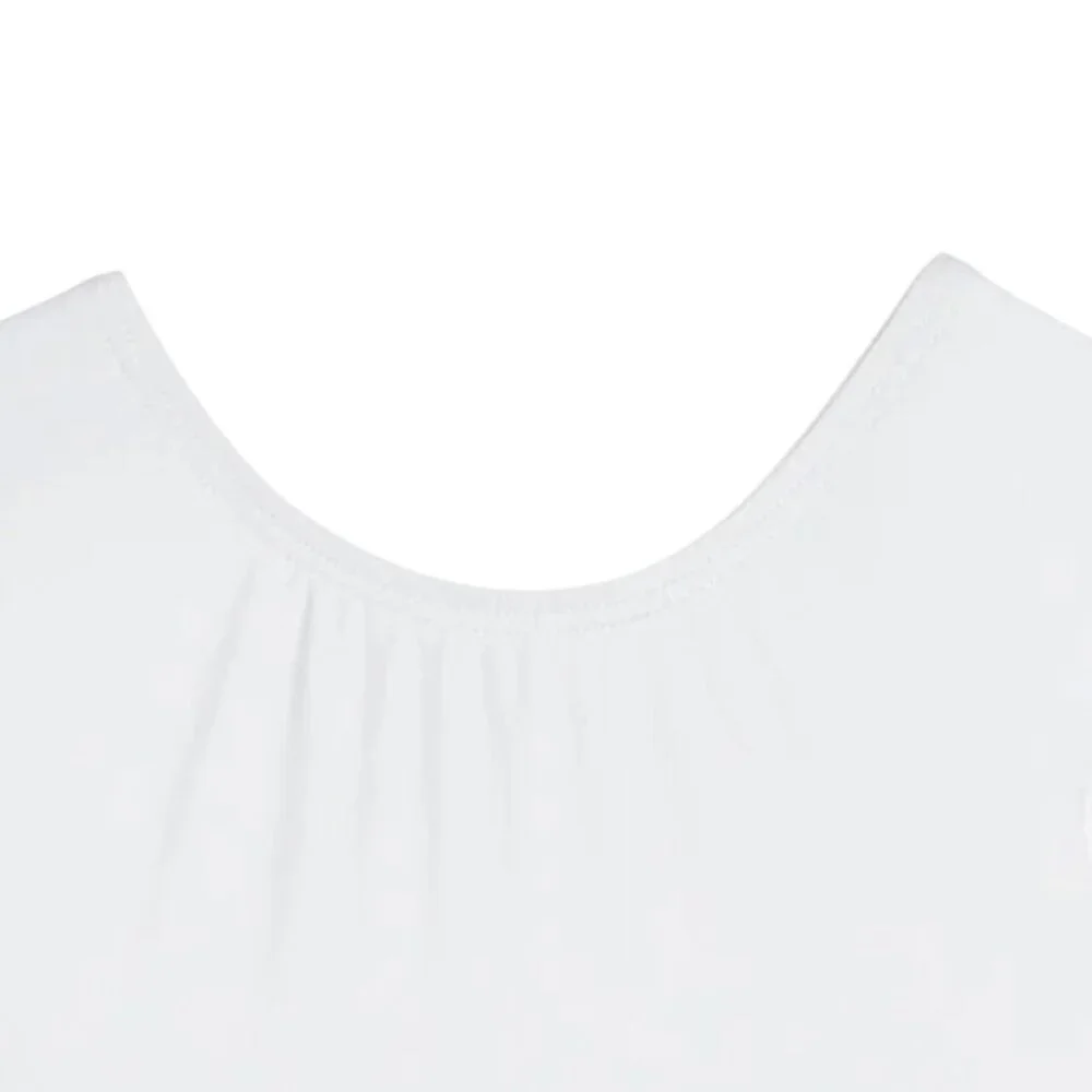 Danskin Childs L 12-14 Long Sleeve Leotard White Scoop Neck Bodysuit Class Dance